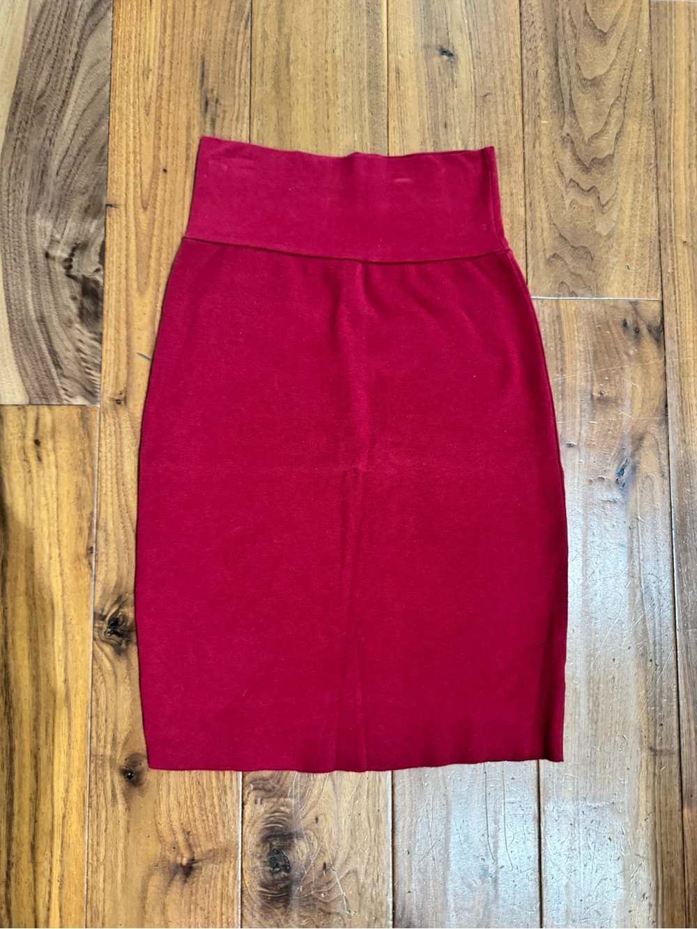 American Apparel Red High-Waist Pencil Skirt